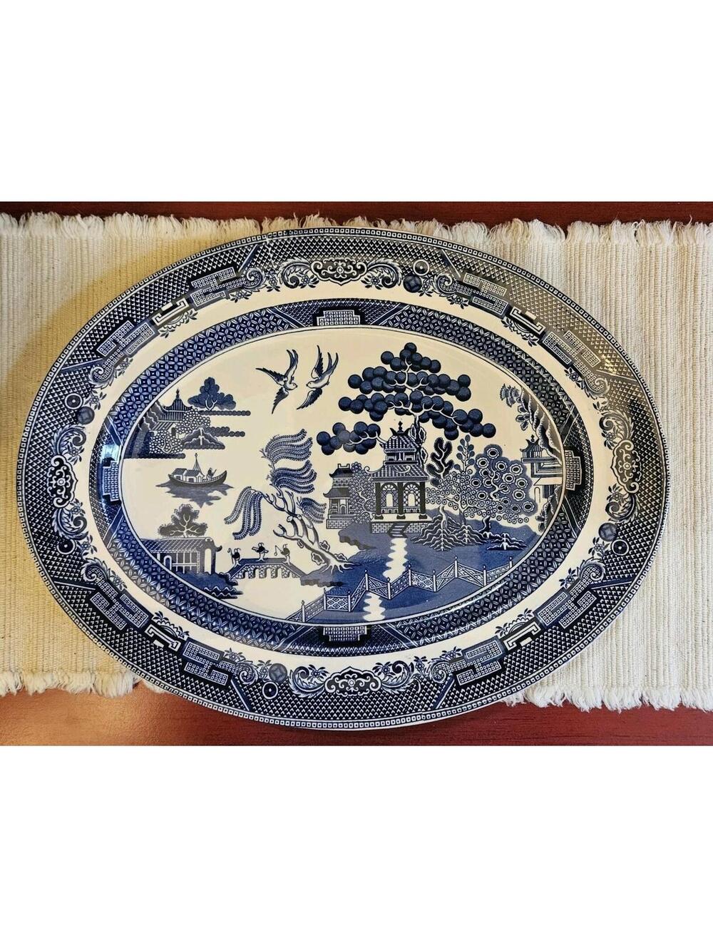 Rare Size! Johnson Brothers Blue Willow Serving Platter, England 15.5" X 12"